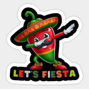 Dabbing pepper Let's Fiesta Cinco De Mayo  Mexican Party Sticker